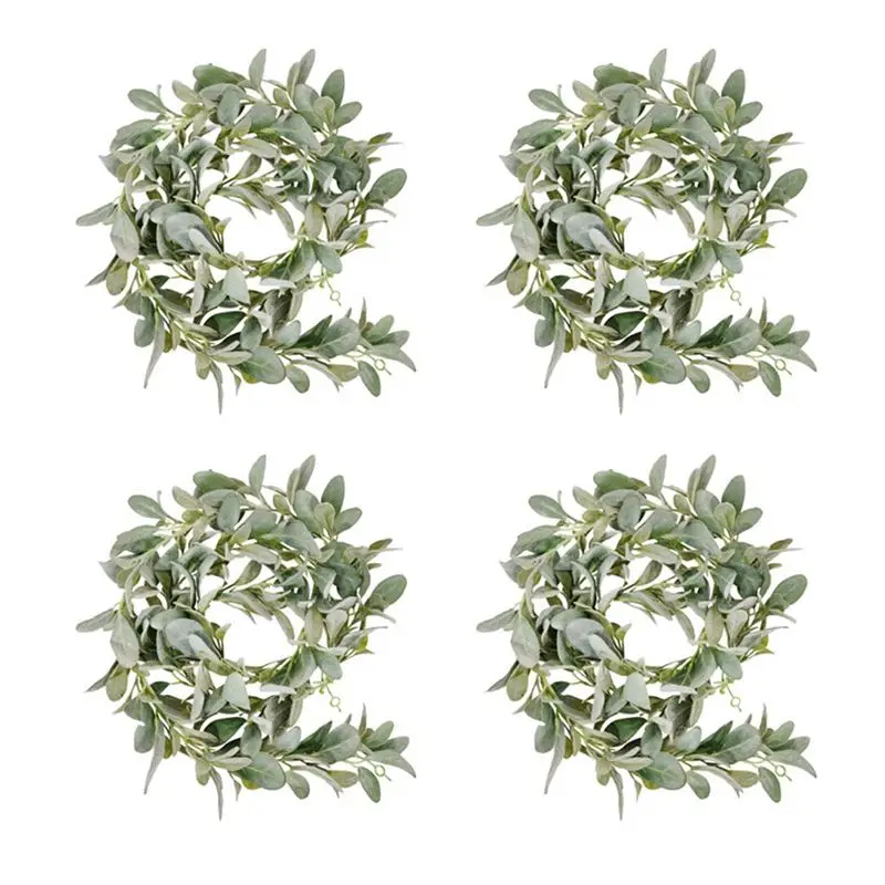 ABUI-4X Artificial Flocked Lambs Ear Garland - 2Meter Soft Faux Vine Greenery And Leaves For Farmhouse Mantel Decor
ABUI-4X Artificial Flocked Lambs Ear Garland - 2Meter Soft Faux Vine Greenery And Leaves For Farmhouse Mantel Decor