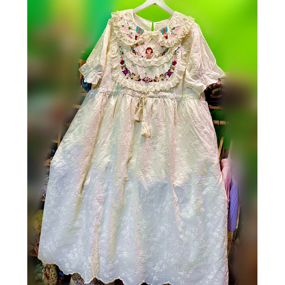 Female Cotton Embroidery Sweet Lolita Kawaii Mori Girl Long Dress Vintage Retro Shabby Chic Mori Girl Cottagecore Midi Dress
Female Cotton Embroidery Sweet Lolita Kawaii Mori Girl Long Dress Vintage Retro Shabby Chic Mori Girl Cottagecore Midi Dress