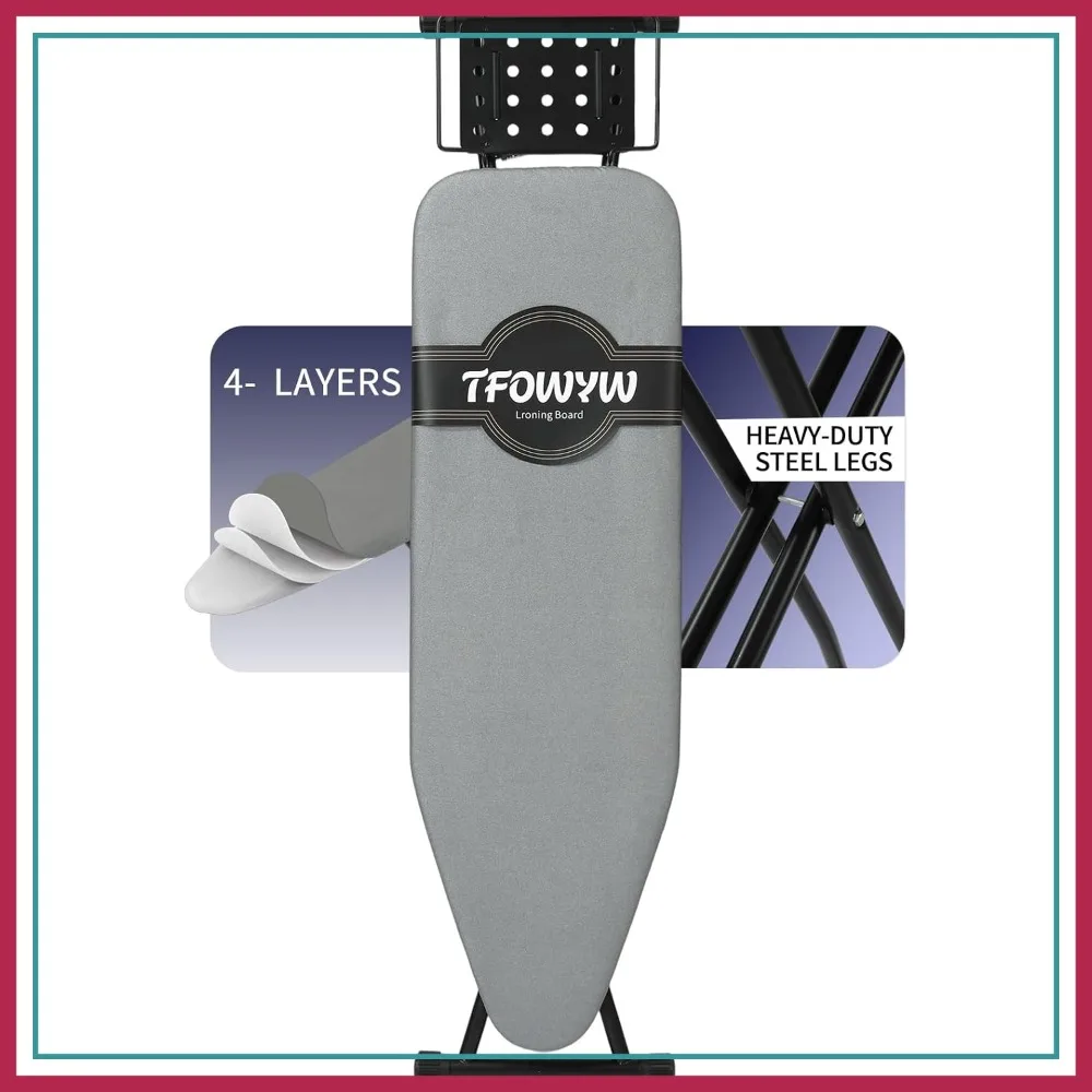 43" x 13" Ironing Board with Heat Resistant Cover, Thick Felt Pad, Safety Iron Rest, Anti-Skid Feet, Height Adjustable, Heavy Duty
43" x 13" Ironing Board with Heat Resistant Cover, Thick Felt Pad, Safety Iron Rest, Anti-Skid Feet, Height Adjustable, Heavy Duty