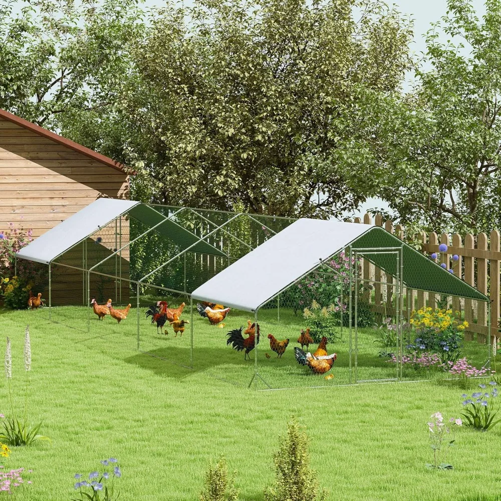 Large Chicken Coop Metal Chicken Run with Waterproof and Anti-UV Cover, Spire Shaped Walk in Fence Cage Hen House for Outdoor
Large Chicken Coop Metal Chicken Run with Waterproof and Anti-UV Cover, Spire Shaped Walk in Fence Cage Hen House for Outdoor