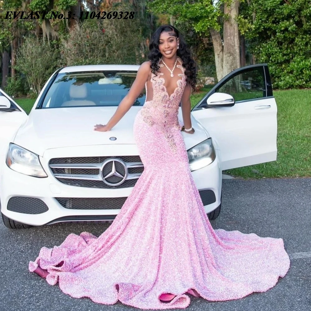 EVLAST Customized Luxury Pink Sequins Prom Dress 2025 Shiny Rhinestone Beaded For Black Girls Mermaid Evening Party Gown E3P195
EVLAST Customized Luxury Pink Sequins Prom Dress 2025 Shiny Rhinestone Beaded For Black Girls Mermaid Evening Party Gown E3P195