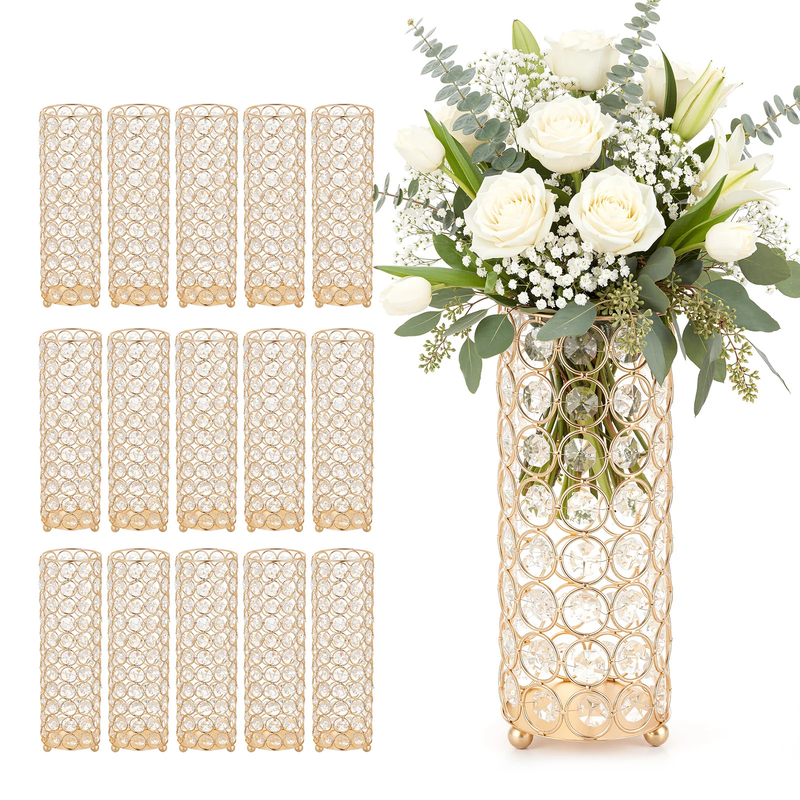 16 PCS Crystal Wedding Flower Vase, 10.24 in Tall Flower Table Centerpieces, Crystal Cylinder Banquet Vases Easy Installation
16 PCS Crystal Wedding Flower Vase, 10.24 in Tall Flower Table Centerpieces, Crystal Cylinder Banquet Vases Easy Installation