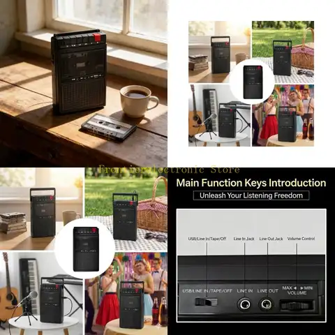 G8DB Lightweight Portable Cassette Recorder Nostalgic Retro Portable Tape Player Recorder Player with USB Port Recording