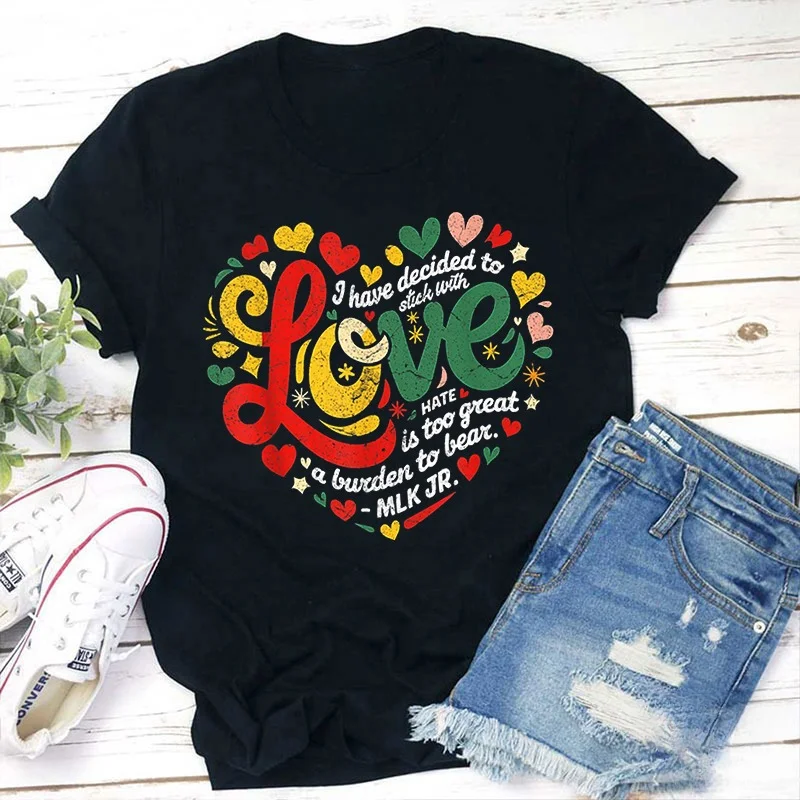 Short Sleeved Watercolor Love Trend Printed T-Shirt Clothing Women's Pattern Summer Fashion Cute Women's Top Black T-Shirt
Short Sleeved Watercolor Love Trend Printed T-Shirt Clothing Women's Pattern Summer Fashion Cute Women's Top Black T-Shirt