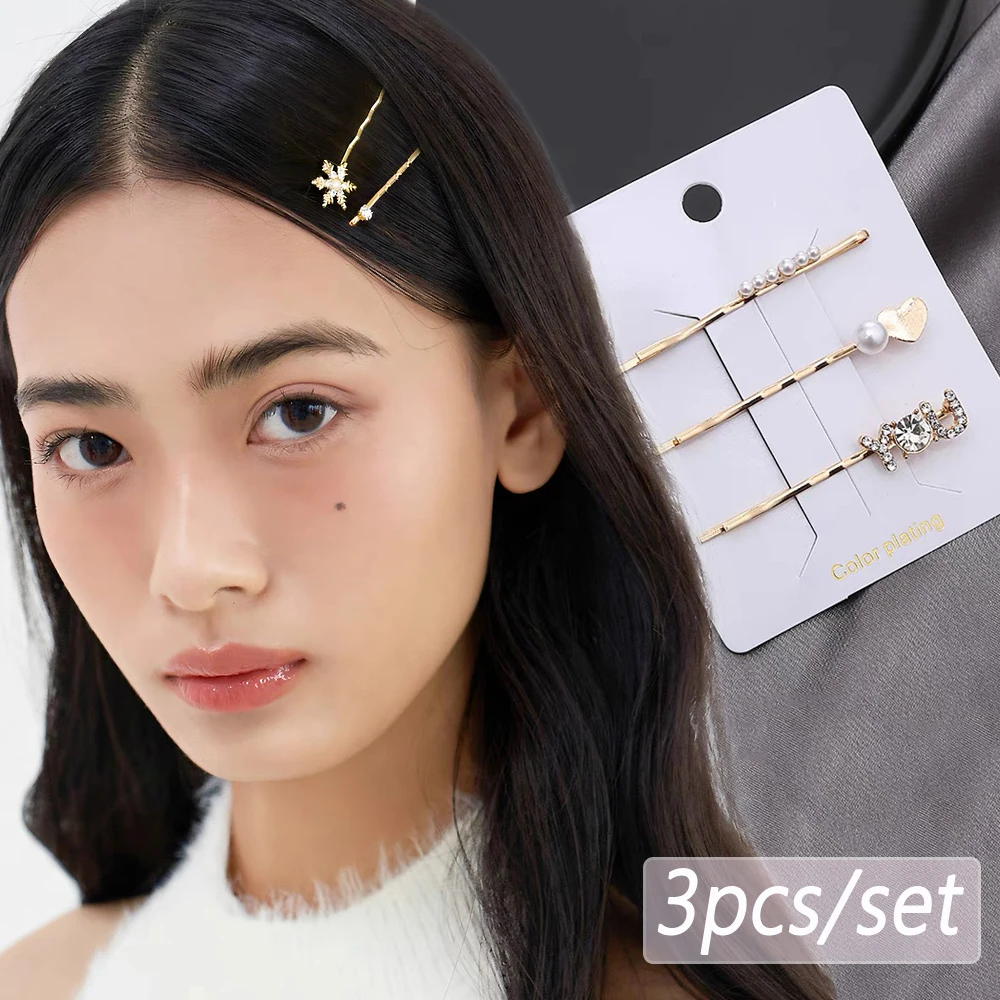 3pcs/Set Rhinestone Pearl Hair Clip Gold Color Non-Slip Metal Flower Bobby Pins Women Girls Elegant Bangs Barrettes
3pcs/Set Rhinestone Pearl Hair Clip Gold Color Non-Slip Metal Flower Bobby Pins Women Girls Elegant Bangs Barrettes
