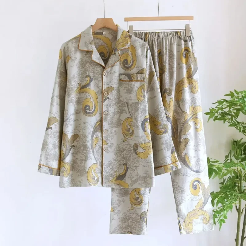 Retro Yarn-dyed Washed Cotton Pajamas for Women Long-sleeved Trousers Turn-down Collar Loungewear Loose Comfortable Home Clothes
Retro Yarn-dyed Washed Cotton Pajamas for Women Long-sleeved Trousers Turn-down Collar Loungewear Loose Comfortable Home Clothes