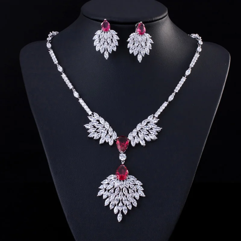 ThreeGraces Luxury Wedding Costume Jewelry Leaf Shape Bridal Necklace Earrings Set for Women Red CZ Zirconia Stone JS172
ThreeGraces Luxury Wedding Costume Jewelry Leaf Shape Bridal Necklace Earrings Set for Women Red CZ Zirconia Stone JS172
