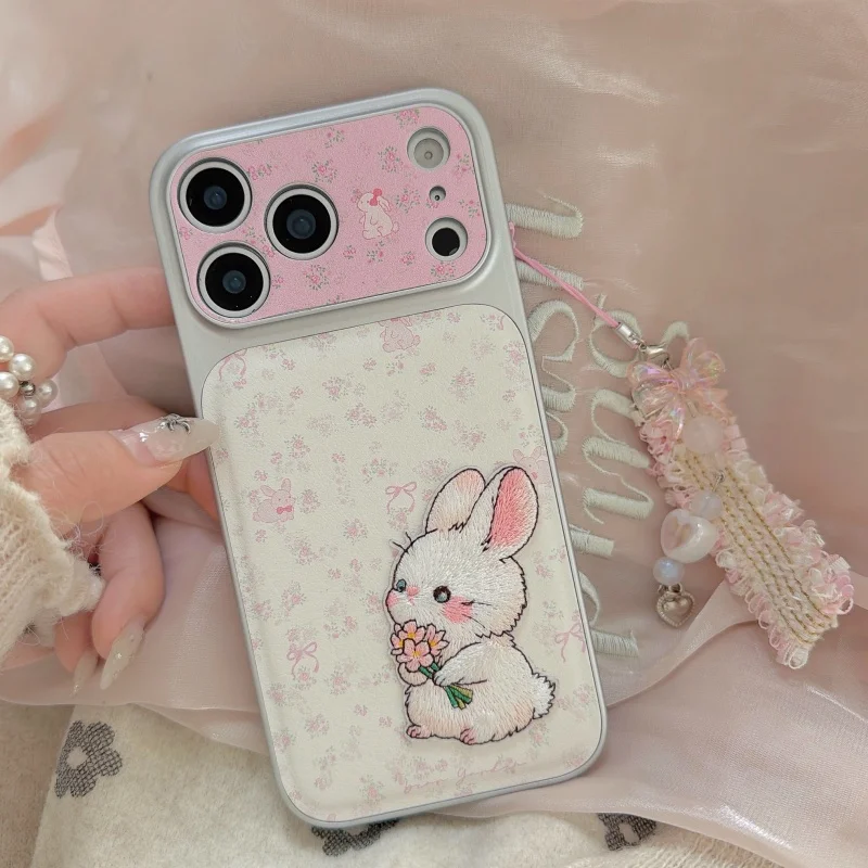 Luxury cartoon embroidery Cute rabbit leather Phone case for iphone 14 15 16 17 Pro Max Korea Cute Pink Bow lace With lanyard
Luxury cartoon embroidery Cute rabbit leather Phone case for iphone 14 15 16 17 Pro Max Korea Cute Pink Bow lace With lanyard