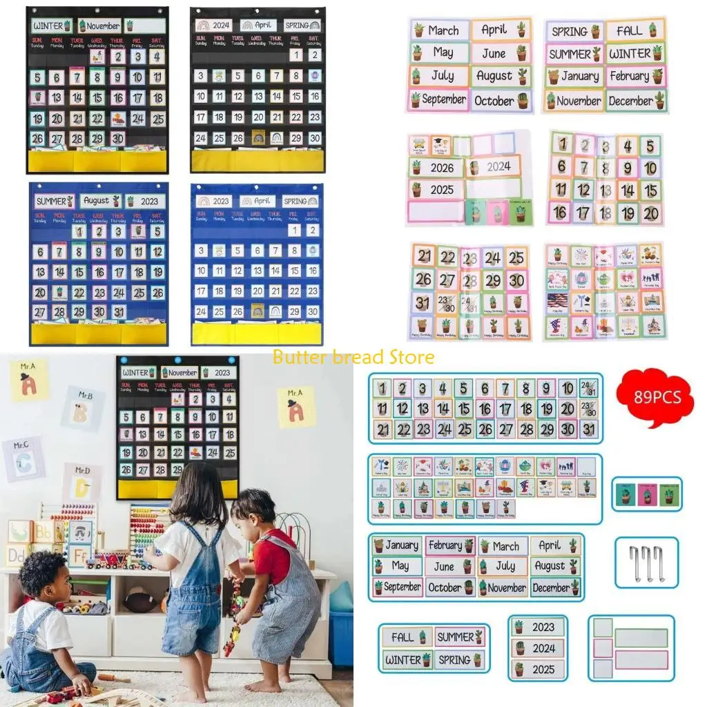 W89C Calendar Pocket Chart for Kindergarten School Classroom with 89 Cards
W89C Calendar Pocket Chart for Kindergarten School Classroom with 89 Cards
