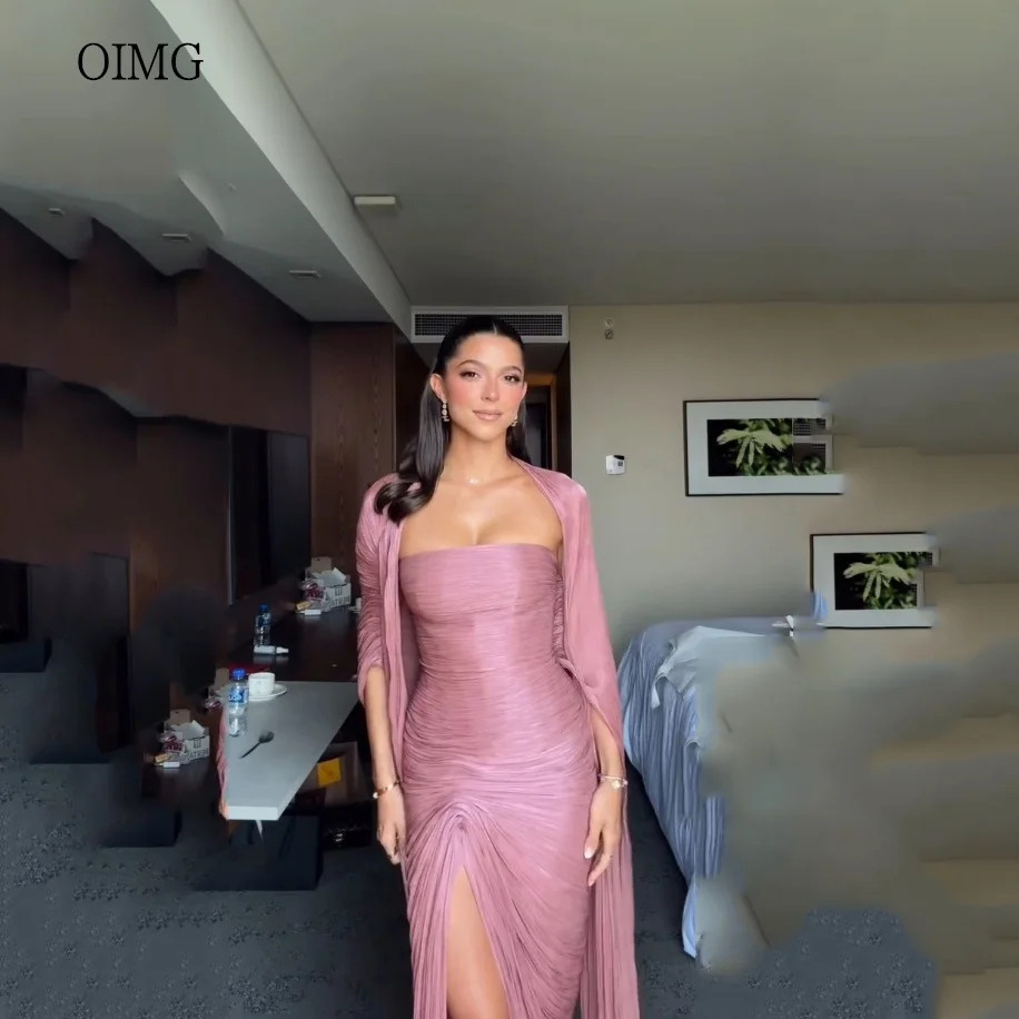 OIMG Glamorous Strapless Mermaid Prom Gowns Cap Sleeves Formal Party Gown Side Slit Floor Length Evening Dress Customized
OIMG Glamorous Strapless Mermaid Prom Gowns Cap Sleeves Formal Party Gown Side Slit Floor Length Evening Dress Customized