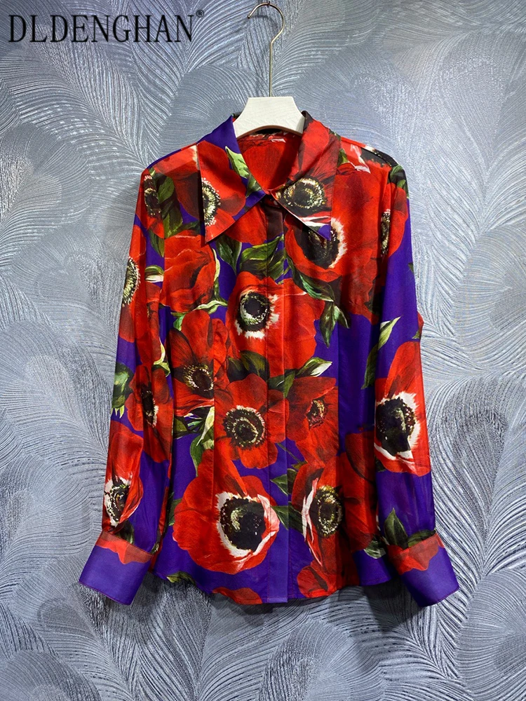 DLDENGHAN Spring Summer 100% Silk Top Women Turn-down Collar Long Sleeve Single Breasted Floral Print Vintage Shirt Designer New
DLDENGHAN Spring Summer 100% Silk Top Women Turn-down Collar Long Sleeve Single Breasted Floral Print Vintage Shirt Designer New
