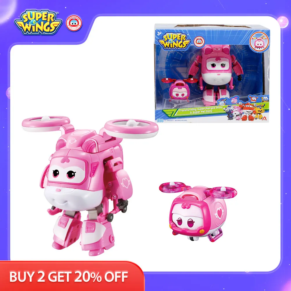 Super Wings 2-Pack Set 5inches Transforming Supercharged Dizzy+Super Pet Dizzy Airplane Robot Action Figures Kid Toy Gift
Super Wings 2-Pack Set 5inches Transforming Supercharged Dizzy+Super Pet Dizzy Airplane Robot Action Figures Kid Toy Gift