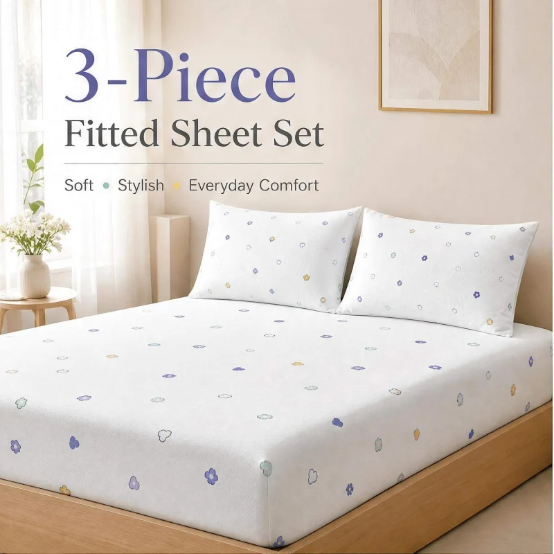 3Pcs Pastel Heart Floral Pattern Fitted Sheet Three Piece Set (1*Fitted Sheet + 2*Pillowcases, Coreless) Lightweight Bedding Set
3Pcs Pastel Heart Floral Pattern Fitted Sheet Three Piece Set (1*Fitted Sheet + 2*Pillowcases, Coreless) Lightweight Bedding Set