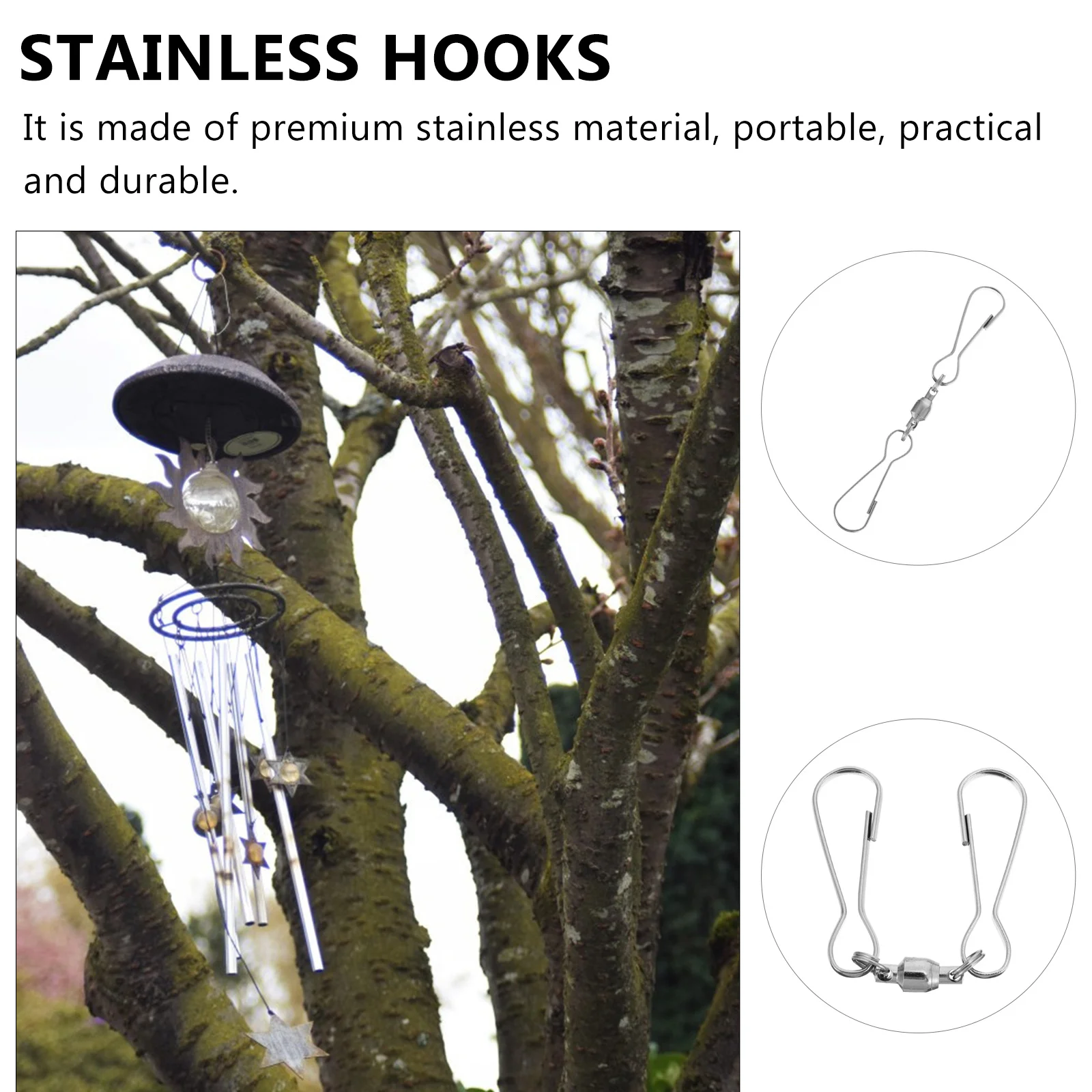 10Pcs 360 Degree Rotary Wind Chime Hooks Stainless Steel Hanging Accessories Smooth Surface Stylish Decorative Safe Clamping 
10Pcs 360 Degree Rotary Wind Chime Hooks Stainless Steel Hanging Accessories Smooth Surface Stylish Decorative Safe Clamping