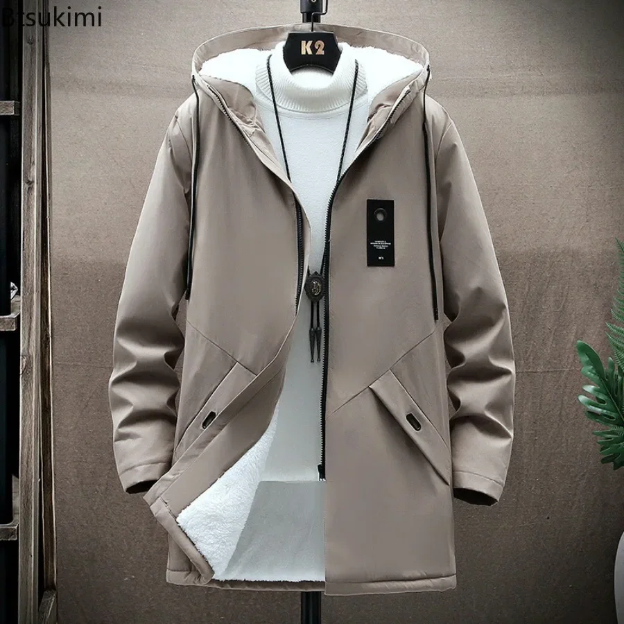 Autumn Winter Men's Plush Thicken Trench Coats Jacket Fashion Solid Casual Hooded Mid-length Jacket Men Windproof Warm Outerwear
Autumn Winter Men's Plush Thicken Trench Coats Jacket Fashion Solid Casual Hooded Mid-length Jacket Men Windproof Warm Outerwear
