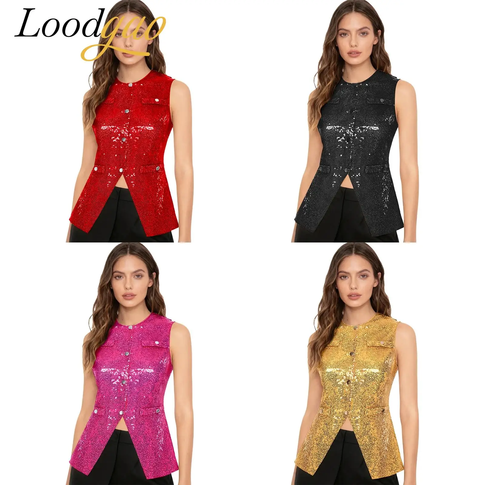 Women's Waistcoat Streetwear Fashion Disco Vests Shiny Tank Top Sequin Prom Party Jazz Dance Costumes Lady Sleeveless Vest Mujer
Women's Waistcoat Streetwear Fashion Disco Vests Shiny Tank Top Sequin Prom Party Jazz Dance Costumes Lady Sleeveless Vest Mujer