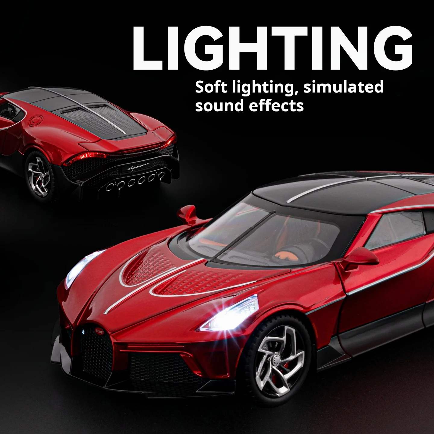 1:24 Bugatti La Voiture Noire Exquisite Simulation Alloy Car Model Super Sports Car Desktop Ornament Toy Boys Kids Light & Sound
1:24 Bugatti La Voiture Noire Exquisite Simulation Alloy Car Model Super Sports Car Desktop Ornament Toy Boys Kids Light & Sound