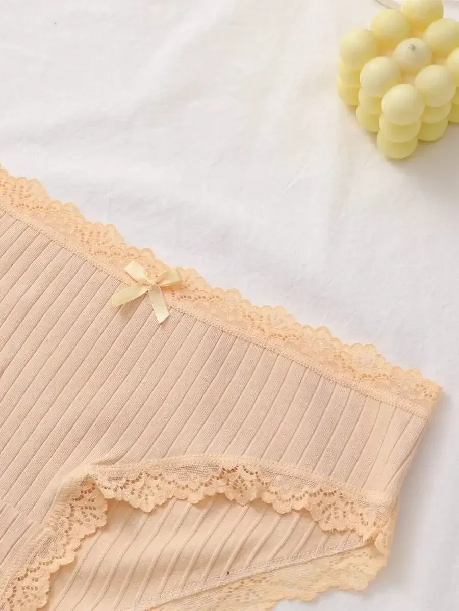 7pcs Women Ribbed Lace Bow Cotton Underwear Briefs Romantic Casual Panties
7pcs Women Ribbed Lace Bow Cotton Underwear Briefs Romantic Casual Panties