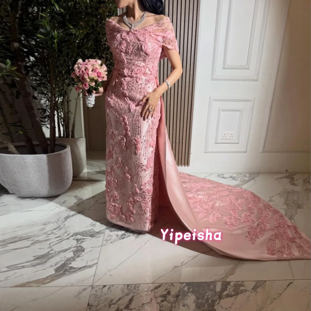 Elegant Off Shoulder Evening Dress Satin Overskirt 3D Flowers Beads Sequins Formal Prom Gowns for Women Customized
Elegant Off Shoulder Evening Dress Satin Overskirt 3D Flowers Beads Sequins Formal Prom Gowns for Women Customized