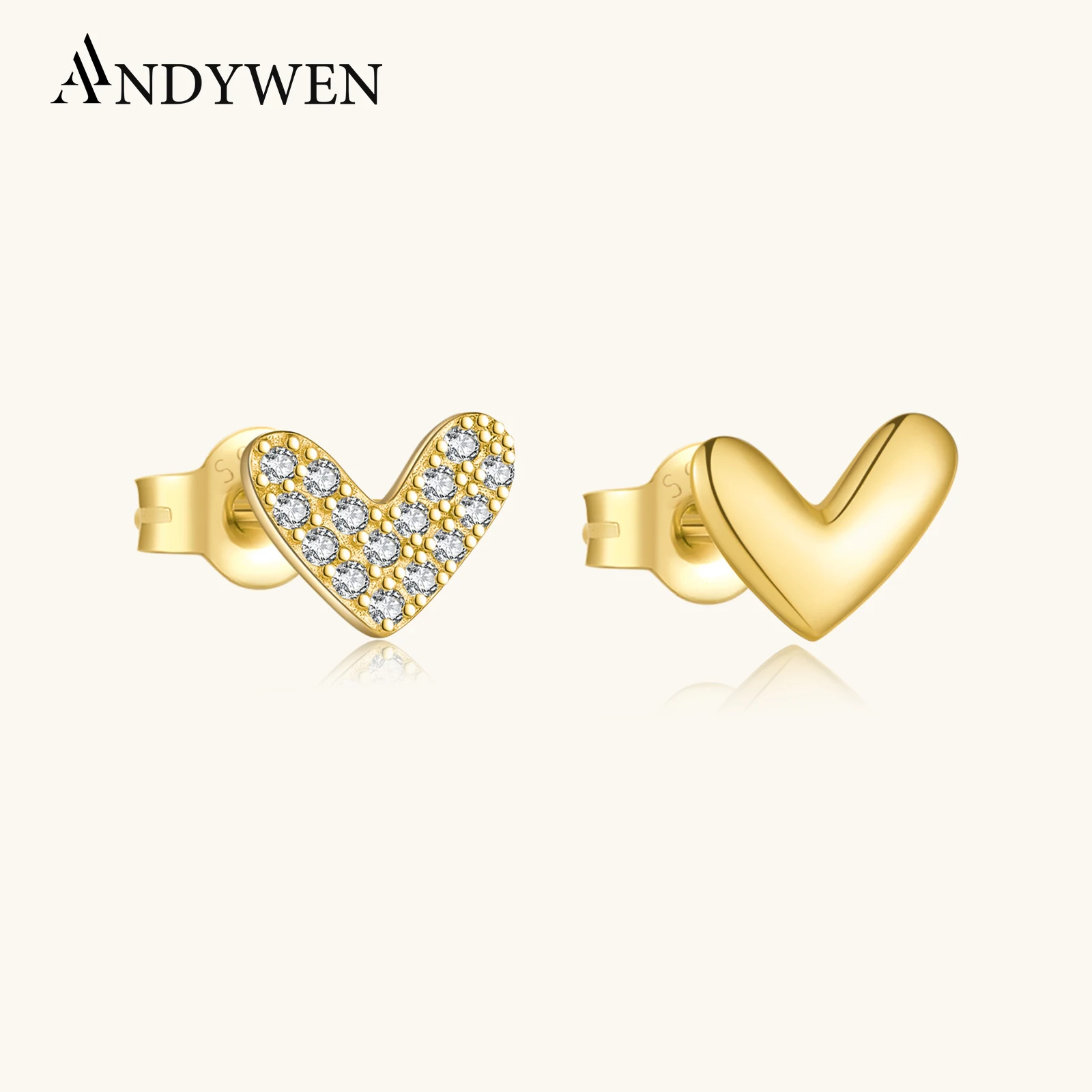 ANDYWEN 925 Sterling Silver Heart Stud Earrings: CZ Zircon & Plain Asymmetric Minimalist Cute Dainty Daily Gift for Girlfriend
ANDYWEN 925 Sterling Silver Heart Stud Earrings: CZ Zircon & Plain Asymmetric Minimalist Cute Dainty Daily Gift for Girlfriend