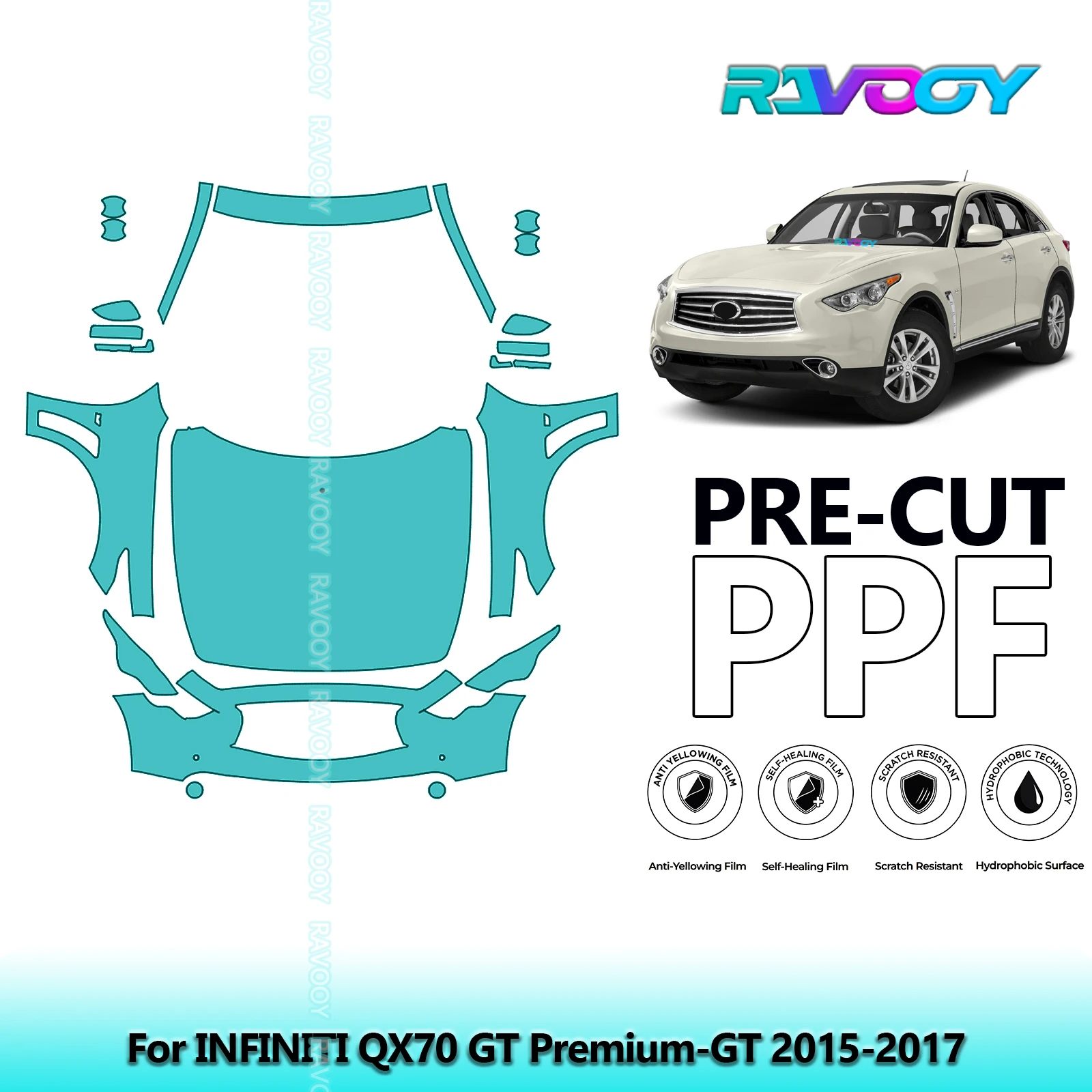 8.5Mil Front Kit Precut Paint Protection Film PPF Clear Bra For INFINITI QX70 GT Premium-GT 2015-2017
8.5Mil Front Kit Precut Paint Protection Film PPF Clear Bra For INFINITI QX70 GT Premium-GT 2015-2017