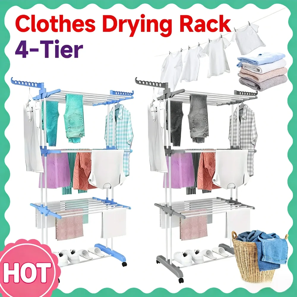 4-уровневая складная сушилка Отдельно стоящая передвижная полка для белья с 4 роликами, 2 запираемыми колесами, 4 сушильными стержнями, 2 боковыми крыльями для
4-уровневая складная сушилка Отдельно стоящая передвижная полка для белья с 4 роликами, 2 запираемыми колесами, 4 сушильными стержнями, 2 боковыми крыльями для