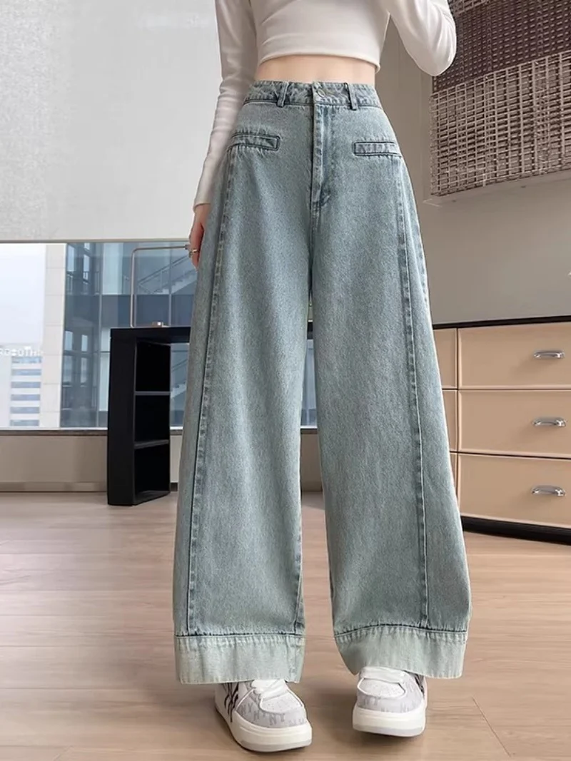 Retro Deep Blue Curled Edge Design Nine Quarter Wide Leg Jeans for Women Spring 2026 High Waist Straight Pants for Women J105
Retro Deep Blue Curled Edge Design Nine Quarter Wide Leg Jeans for Women Spring 2026 High Waist Straight Pants for Women J105