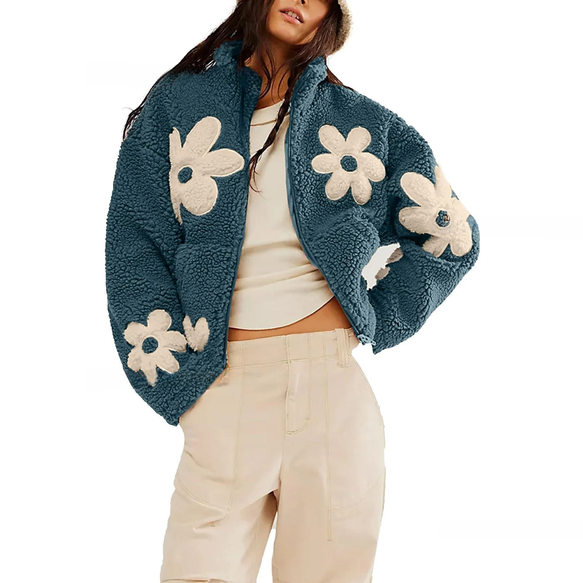 Loose Women's Cardigan Casual Jacket Lazy Lamb Wool Long Sleeve Polyester Blend Spring Fashion Plant Floral Pattern
Loose Women's Cardigan Casual Jacket Lazy Lamb Wool Long Sleeve Polyester Blend Spring Fashion Plant Floral Pattern
