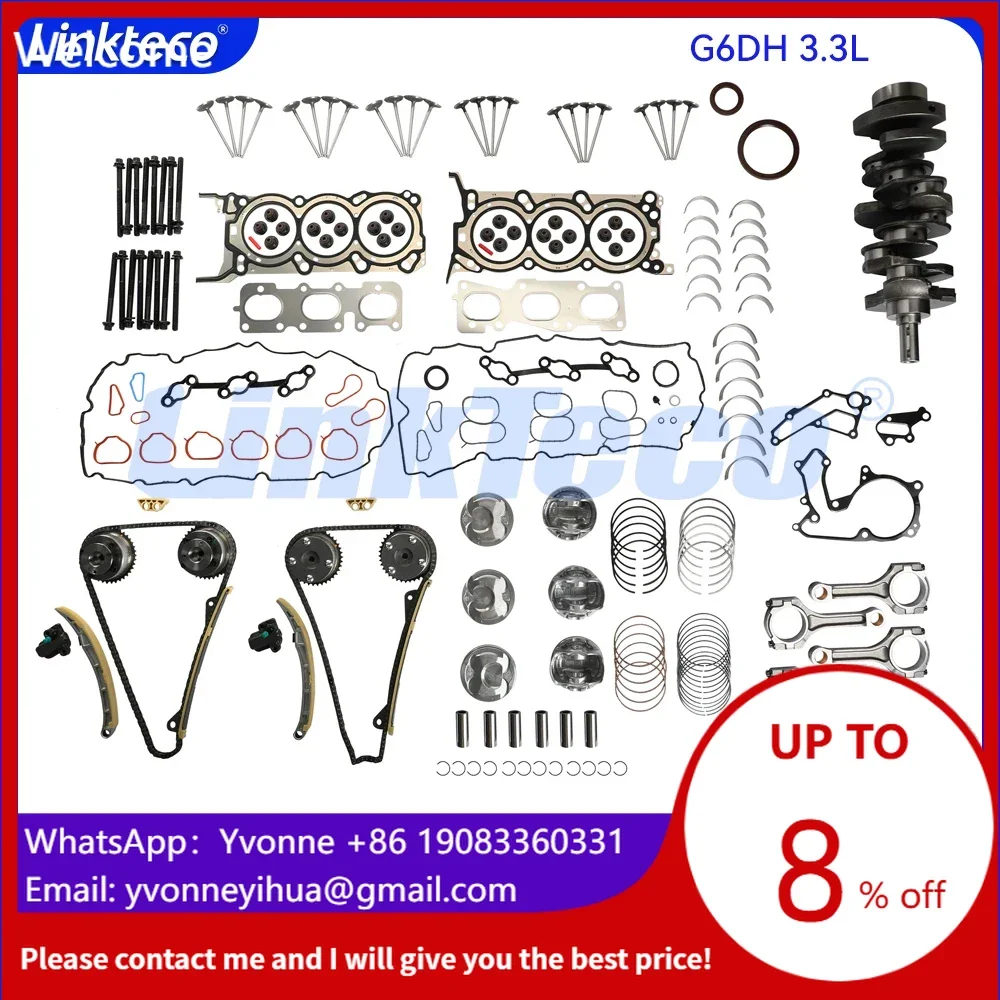 Комплект для ремонта двигателя, комплект прокладок поршневой головки подшипника коленчатого вала, комплект цепи ГРМ для 3.3 11-19 Hyundai Kia Santa Sedona G6DH 3.3L
Комплект для ремонта двигателя, комплект прокладок поршневой головки подшипника коленчатого вала, комплект цепи ГРМ для 3.3 11-19 Hyundai Kia Santa Sedona G6DH 3.3L