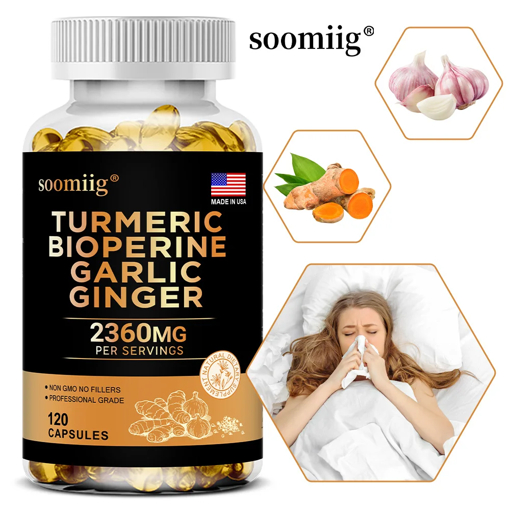 4-in-1 Turmeric and Garlic Supplements with Bioperine 2360 mg, Ginger Root Capsules for Joint, Digestion & Immune Health Support
4-in-1 Turmeric and Garlic Supplements with Bioperine 2360 mg, Ginger Root Capsules for Joint, Digestion & Immune Health Support