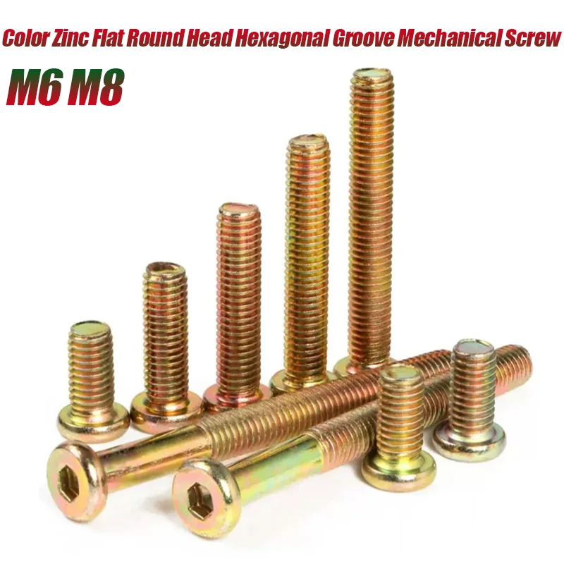 M6 M8 *10-120mm Carbon Steel Color Zinc Flat Round Head Hexagonal Groove Mechanical Screw Metric Flat Round Head Furniture Bolt 
M6 M8 *10-120mm Carbon Steel Color Zinc Flat Round Head Hexagonal Groove Mechanical Screw Metric Flat Round Head Furniture Bolt