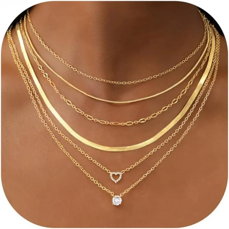 Women's 14K Gold - Plated Gold - Silver Chain Necklace: A Thick, Multilayer Long Necklace for Stylish Appeal.
Women's 14K Gold - Plated Gold - Silver Chain Necklace: A Thick, Multilayer Long Necklace for Stylish Appeal.