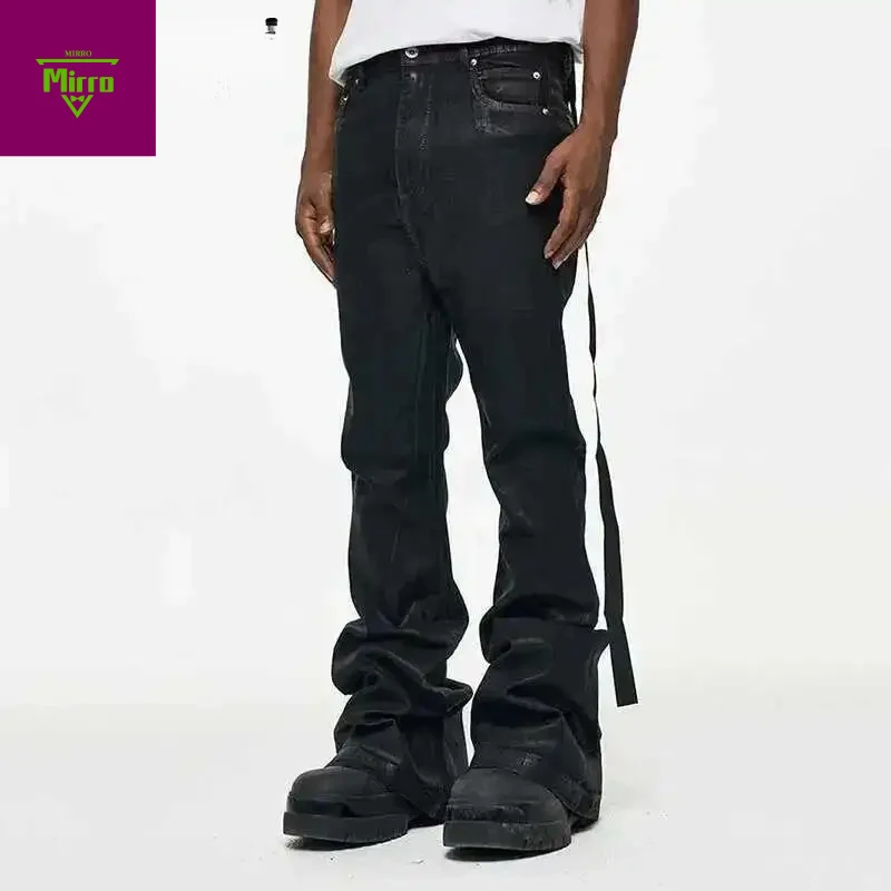 High Street Coated Brushed Micro Flare Drag Black Jeans Men's Tide Loose Micro Stretch Waxed Trousers Niche Design
High Street Coated Brushed Micro Flare Drag Black Jeans Men's Tide Loose Micro Stretch Waxed Trousers Niche Design