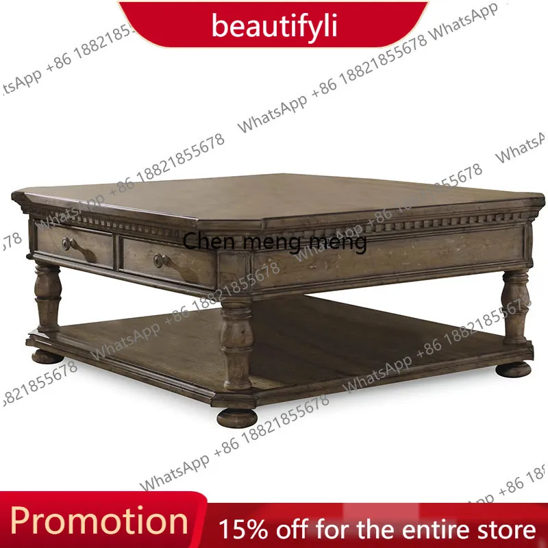 01A American home solid wood coffee table office tea table French retro home living room square table
01A American home solid wood coffee table office tea table French retro home living room square table