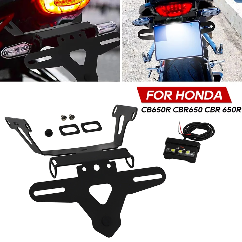 CB650 Motorcycle License Plate Holder Tail Light Bracket Tidy Fender Eliminator With LED Light For Honda CB650R CBR650 2019-2023
CB650 Motorcycle License Plate Holder Tail Light Bracket Tidy Fender Eliminator With LED Light For Honda CB650R CBR650 2019-2023