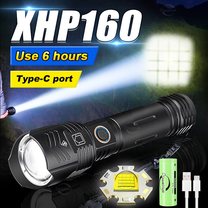 Super Bright XHP160 Flashlight 26650 Rechargeable Flashlight Aluminum Alloy High Lumen Outdoor Camping Hunting Torch High Power
Super Bright XHP160 Flashlight 26650 Rechargeable Flashlight Aluminum Alloy High Lumen Outdoor Camping Hunting Torch High Power
