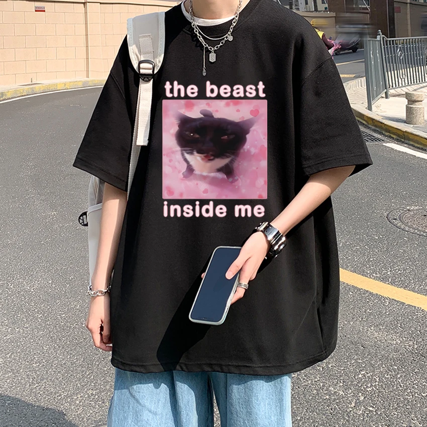 New in The beast inside me Funny Cat Meme Graphic T shirts Men Women Fashion Y2k short sleeve T-shirt Unisex Cotton clothing
New in The beast inside me Funny Cat Meme Graphic T shirts Men Women Fashion Y2k short sleeve T-shirt Unisex Cotton clothing