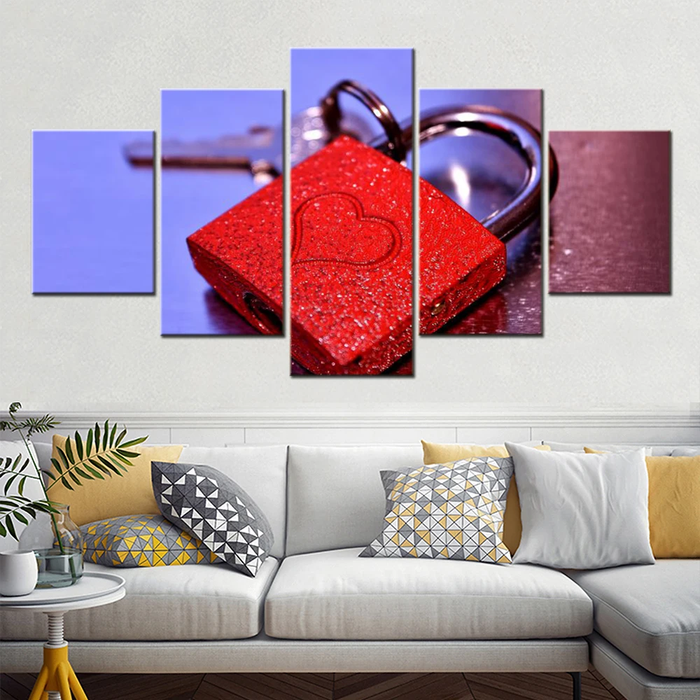 5 Pieces Canvas Wall Art Poster Love Key to the Heart Wallpaper Painting Home Decorative Living Room Picture Print Bedroom Mural
5 Pieces Canvas Wall Art Poster Love Key to the Heart Wallpaper Painting Home Decorative Living Room Picture Print Bedroom Mural