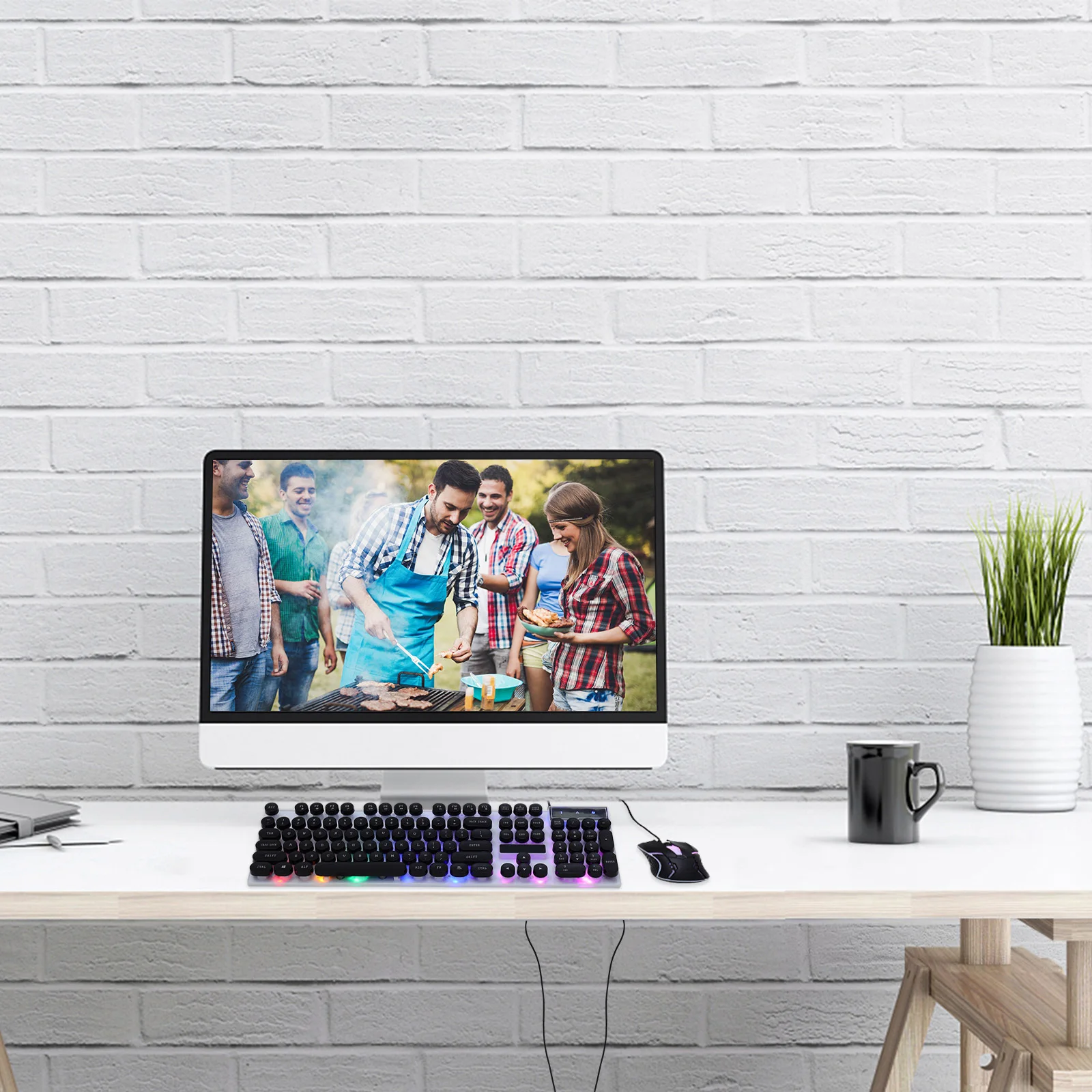 1 комплект, игровая клавиатура и мышь, комбинированная RGB-подсветка, механическая водонепроницаемая, эргономичная конструкция для дома, школы, офиса, геймера, компьютера