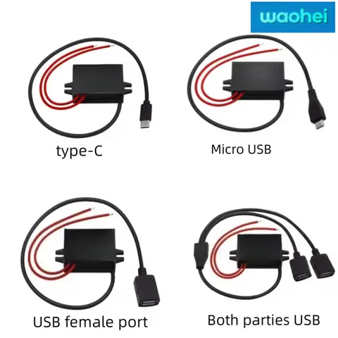 Convertidor reductor de 12V a 5V 2A 3A DC DC Mini USB Micro USB tipo C módulo de fuente de alimentación certificado CE ROHS resistente al agua