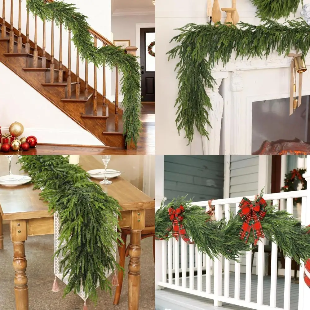 Artificial Green Faux Pine Needle Garland for Holiday Home Decor, Indoor Outdoor Use (2 Pieces)
Artificial Green Faux Pine Needle Garland for Holiday Home Decor, Indoor Outdoor Use (2 Pieces)