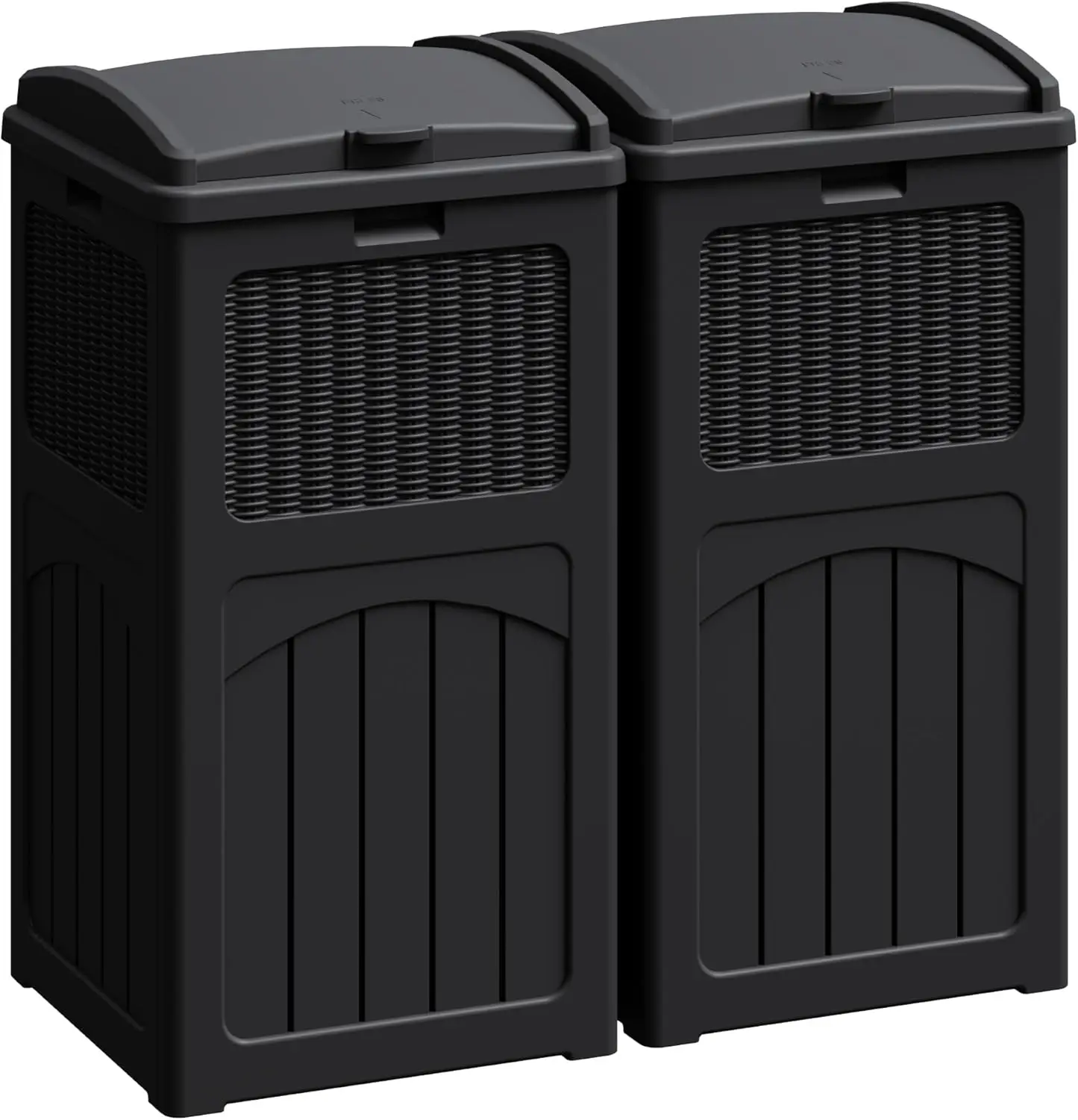 33 Gallon Outdoor Trash Can with Lid, Waterproof Resin Garbage Bin for Patio, Deck, Hideaway, 2-Pack in Black
33 Gallon Outdoor Trash Can with Lid, Waterproof Resin Garbage Bin for Patio, Deck, Hideaway, 2-Pack in Black