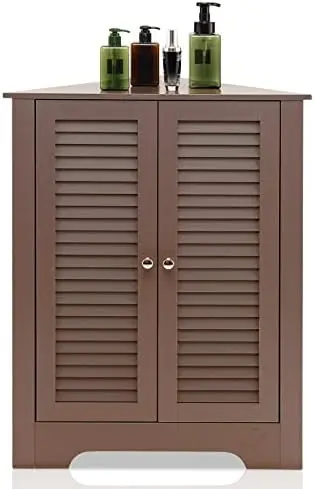 Wooden Corner Cabinet - Home Floor Corner Cabinet with 2 Doors & Adjustable , Freestanding Organizer Cabinet for Bathroom, Fan
Wooden Corner Cabinet - Home Floor Corner Cabinet with 2 Doors & Adjustable , Freestanding Organizer Cabinet for Bathroom, Fan