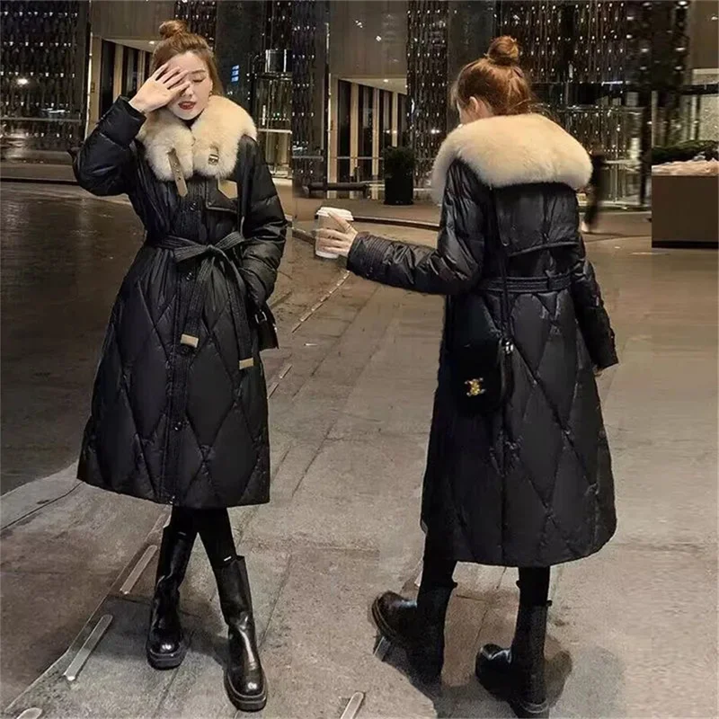 Cotton-padded Jacket Women With Big Fur Collar and Down Winter 2023 New High-quality Waist Long Knee-length Cotton-padded Coat
Cotton-padded Jacket Women With Big Fur Collar and Down Winter 2023 New High-quality Waist Long Knee-length Cotton-padded Coat
