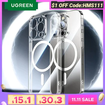 UGREEN 아이폰용 마그네틱 케이스, 충격 방지 커버, 맥세이프 TPU 케이스, 아이폰 16, 15, 14, 13 프로 맥스
