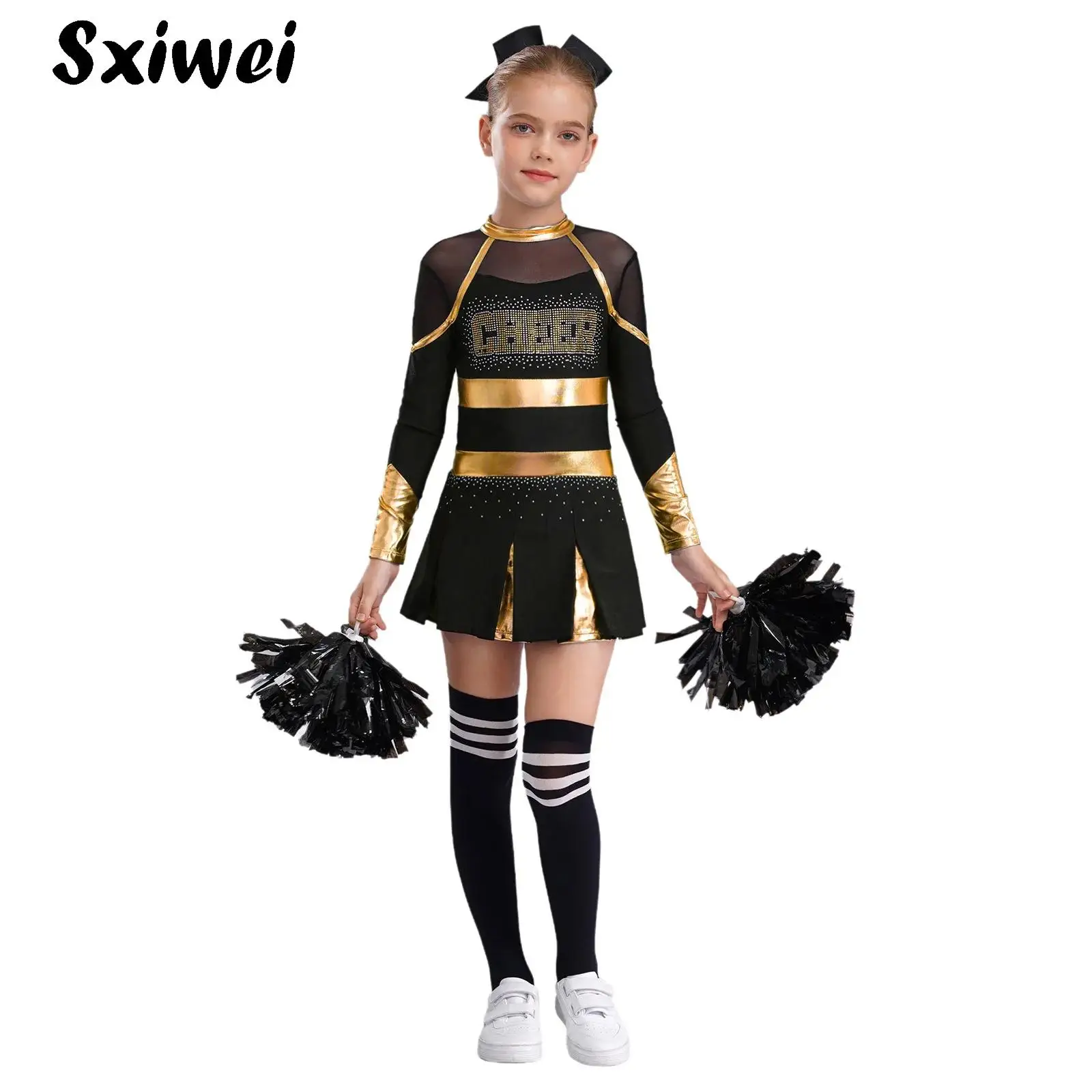 Girls Cheerleader Costumes Outfit Rhinestones Cheer Uniform Halloween Dance Outfits Cheerleading Sports Performance Fancy Dress
Girls Cheerleader Costumes Outfit Rhinestones Cheer Uniform Halloween Dance Outfits Cheerleading Sports Performance Fancy Dress