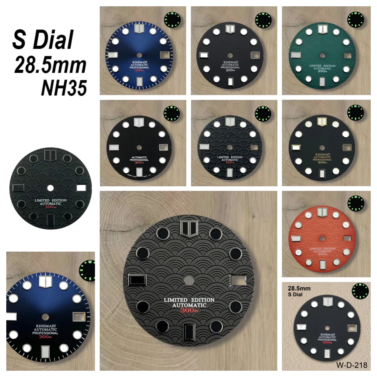 28.5mm S Logo Scale DIal Suitable For NH35/NH36 Movement Green/No Luminous Quality Watch Modification Accessories 
28.5mm S Logo Scale DIal Suitable For NH35/NH36 Movement Green/No Luminous Quality Watch Modification Accessories