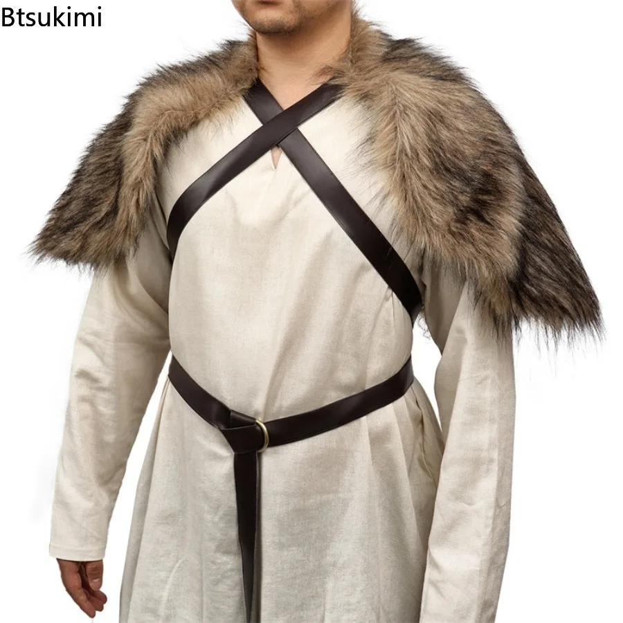 New Man's Medieval Faux Fur Cape Shoulder Cloak with Chest Strap Faux Fur Collar Retro Viking Fur Cape Halloween Cosplay Costume
New Man's Medieval Faux Fur Cape Shoulder Cloak with Chest Strap Faux Fur Collar Retro Viking Fur Cape Halloween Cosplay Costume