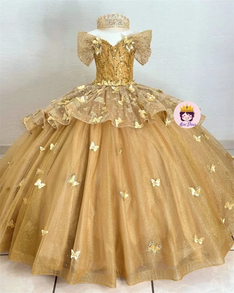 Customized Gold Flower Girls Dresses Ball Gown Butterfly Sequins Baby Kids First Communion Dress Princess for Wedding Party
Customized Gold Flower Girls Dresses Ball Gown Butterfly Sequins Baby Kids First Communion Dress Princess for Wedding Party