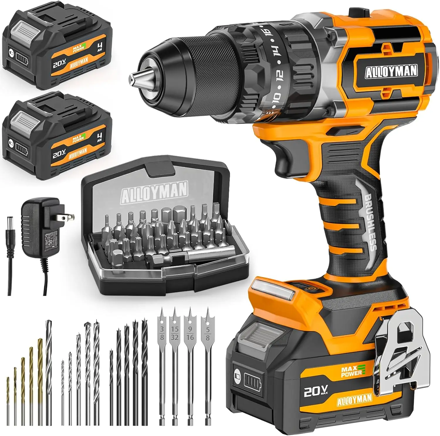20V Cordless Hammer Drill, 620 In-lbs Torque, 31500BPM, Brushless Motor, 1/2" Keyless Chuck, 3 Modes for Brick Wall & Metal
20V Cordless Hammer Drill, 620 In-lbs Torque, 31500BPM, Brushless Motor, 1/2" Keyless Chuck, 3 Modes for Brick Wall & Metal